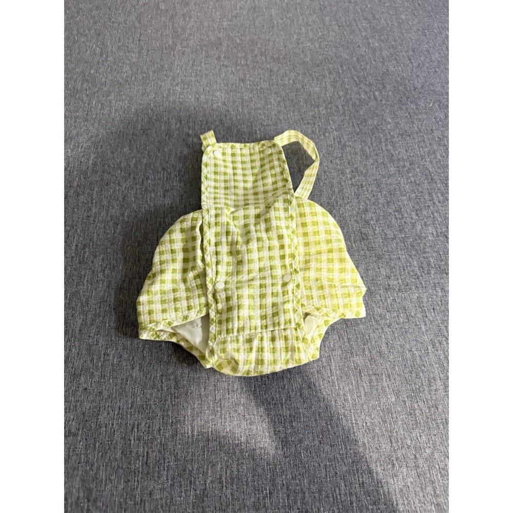Vintage Lily Kids Green Gingham Bubble Romper Sz 6 Months